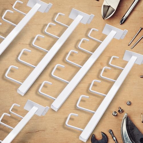5 Hooks Slatwall Hooks Accessories, 5 Pack 13.7 Inch Heavy Duty Waterfall Slatwall Hangers Rectangular Tube Slat Wall Clothes Hooks for Display Clothing Retail Shop Garage (White)