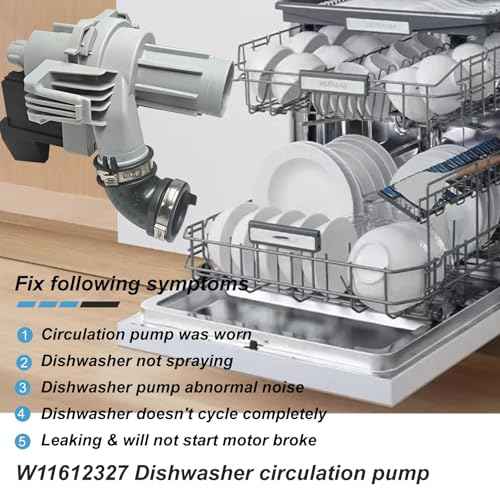 W11612327 W10805387 Dishwasher Circulation Pump for whirlpool/maytag W11024423 W11521436 Circulation Pump Motor. Dishwasher Wash Water Circulation Pump fits Models WDT730PAHZ0, WDT730PAHW, WDT730HAMZ0