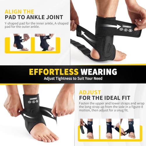 CAMBIVO Ankle Brace for Women & Men, Compression Ankle Support for Sprain & Strain, Achilles Tendonitis, Plantar Fasciitis & Recovery, Ankle Sleeve for Running, Basketball, Football, Daily Use