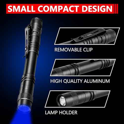 Blue Light Penlight Flashlight, Single Mode Blue Light LED Torch for Night Hiking, Hunting and Observing, 5-Pack