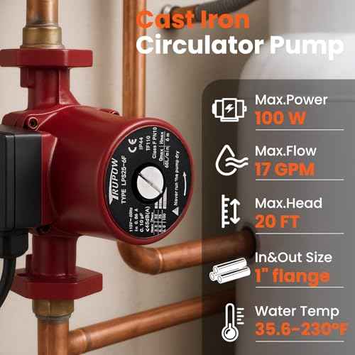 1" Flange Connection 115V Hot Water 3-Speed Circulation Pump Circulator Pump Recirculating Pump for Home Water Heater System