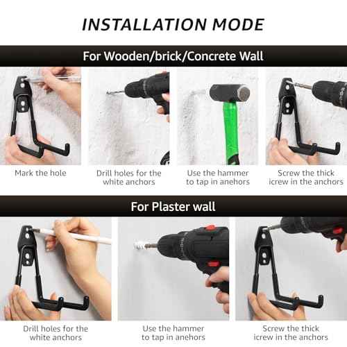 8 Pack 5.2x5.1 Inch U Garage Hooks,Utility Steel Heavy Duty Wall Mount Hangers,with Anti-Slip Coating,for Hanging Bike,Ladder,Ropes,Bulk Items,Power,Yard and Garden Tools