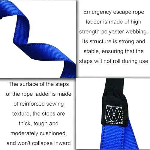 Fire Escape Ladder, 10 Feet Rope Ladder, Emergency Ladder of Deploys Quickly for 2-3 Story Homes, Windows and Balcony