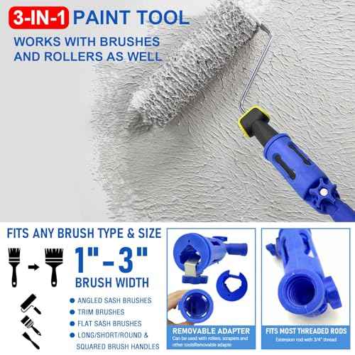 Multi-Angle Paint Brush Extender, 1 PCS Extension Pole Attachments for Paint Brushes and Rollers, with Rotating Head, Great for High Ceilings, Corners, Edges