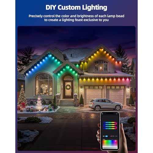 REYLAX 50FT Permanent Outdoor Lights with 30 LED Lights, RGB+IC Eaves Lights, IP67 Waterproof, Multi Scenes for Outdoor Christmas Holidays Decor, Works with APP & Remote Control, White