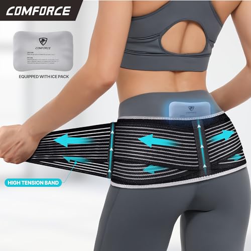 Sacroiliac Hip Belt, Dual Adjustable Compression with Ice Pack, Relief for Lower Back, Pelvic Stabilization, Postpartum Recovery & Lumbar Support - XL(fits waist circumference: 46-54 inches)