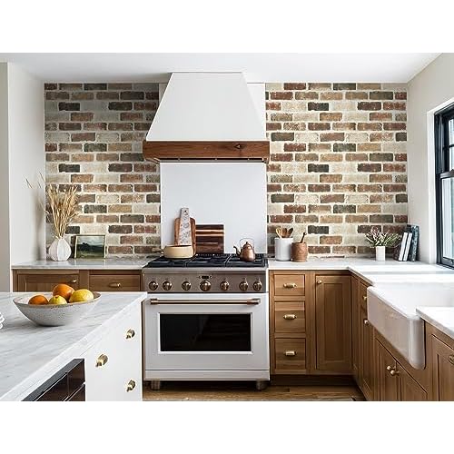 Timeet Brick Wallpaper Peel and Stick Wallpaper Faux Brick Wallpaper 3D Brick Wallpaper Brown Self Adhesive Removable Wallpaper for Wall Backsplash Seasonal Autumn Decor 17.5 "x 118.1"