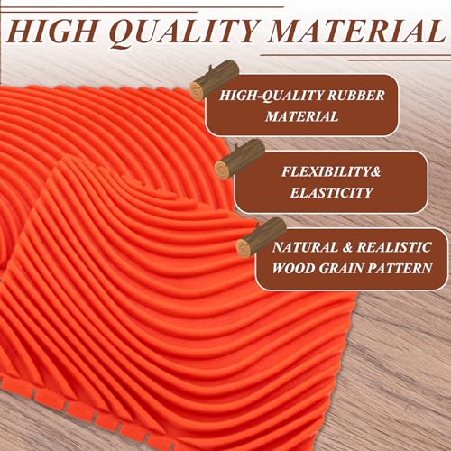 4 Piece Wood Grain Tool Wood Grain Tool Texture Pattern Wood Grain Painting Tool with Handle Rubber Wood Grain Roller Natural Woodgrain Maker for DIY Wall Room Art Decoration