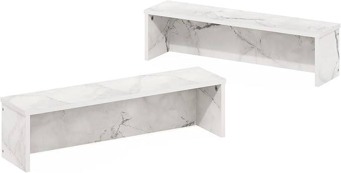 Furinno Helena Kitchen Counter Stackable Organizer Shelf, Set of 2, 23-Inch, Marble White