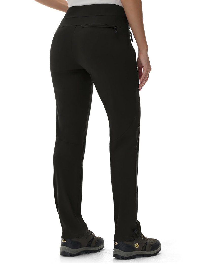 TBMPOY Women's Hiking Pants Lightweight Water Resistant Travel Casual Stretch Quick Dry Work Outdoor Zipper Pockets Black L