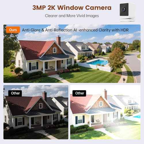 Window Camera, 3MP 2K Indoor Cameras for Home Security with Mounting Sticker,AI Color Night Vision, Person & Motion Detection,Support 2.4GHz & 5GHz WiFi