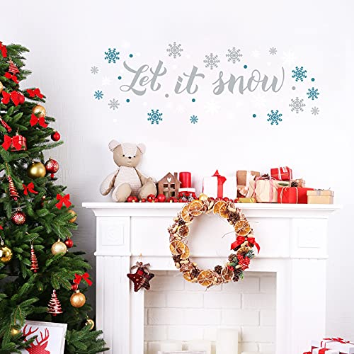 84 Pieces Christmas Wall Decals Snowflakes Wall Stickers Let It Snow Window Stickers for Home Decor Wall Art Window Bedroom Party Supplies