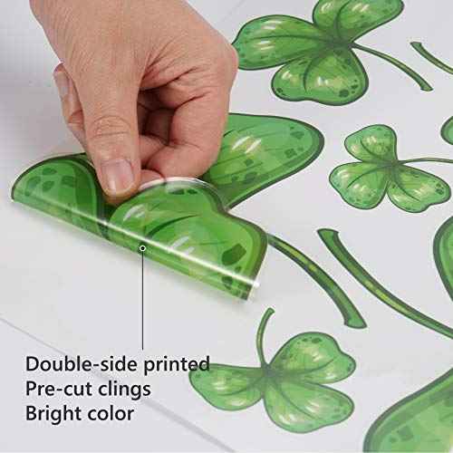 14 Sheets St. Patrick¡¯s Day Wall Sticker Decorations, Large Shamrock Wall Decals for Home School Office Decor Party Supplies Ornaments, 108 PCS