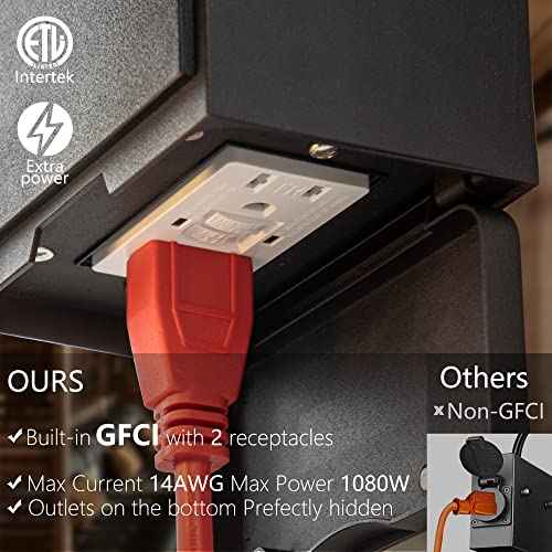 Outdoor Porch Lights with GFCI Outlet, Bronze Exterior Lights Fixture for House, Outside Wall Lights Wall Mount with Water Ripple Glass, Waterproof Patio Wall Sconce for Garage, Front Door