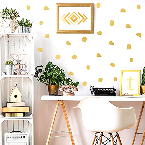 Outus 500 Pieces Irregular Polka Dots Boho Wall Decal Vinyl Nursery Wallpaper Sticker Wall Decor Peel and Stick Dot for Kids Baby Girl Bedroom Home Classroom Decoration(Gold)