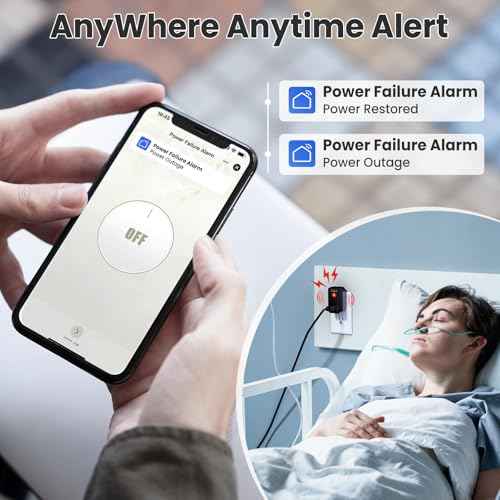 WiFi Power Failure Alarm, Outlet Power Loss Alarm with SmartLife App Notification, Loud 110dB Alert & LED Indicator & Voltage Detection, Mini Power Outlet Alert for Freezer, GFCI Trips, Sump Pump