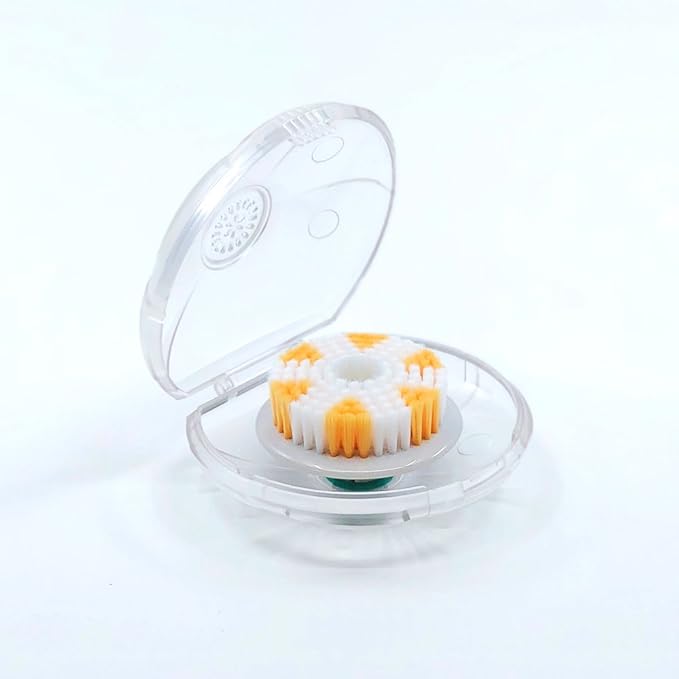 TAO Clean Replacement Exfoliator Brush Head, Replacement Head (1 Head) Ã¢ÂÂ Exfoliating Brush Replacement Head for the TAO Clean Electric Face Cleansing Brush and Cleaning Station, White/Orange