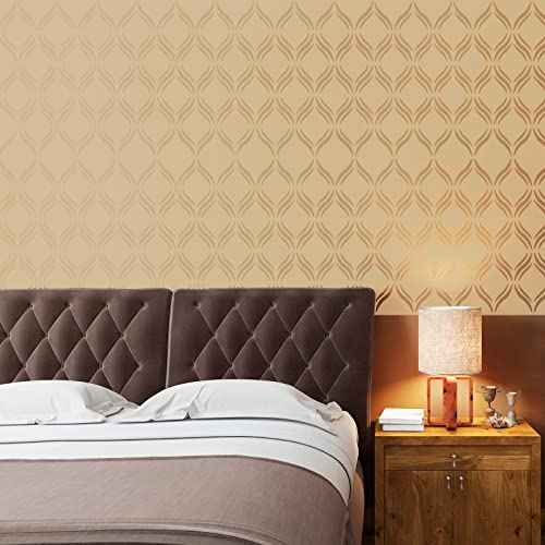 8 Pieces 12 x 12 Inch Herringbone Geometric Wall Stencil Modern Pattern Wall Decor Reusable Film Decorative for Painting, Stencils for Walls (Chic Style)