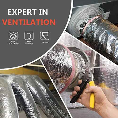 4 Inch Insulated Flexible Duct,HVAC Insulation Duct,25 Feet Insulated Duct,4 in Insulated Duct Hose, R6.0 Air Flexible Duct Aluminum Hose 4''25' Long,for HVAC Flex Ductowrk
