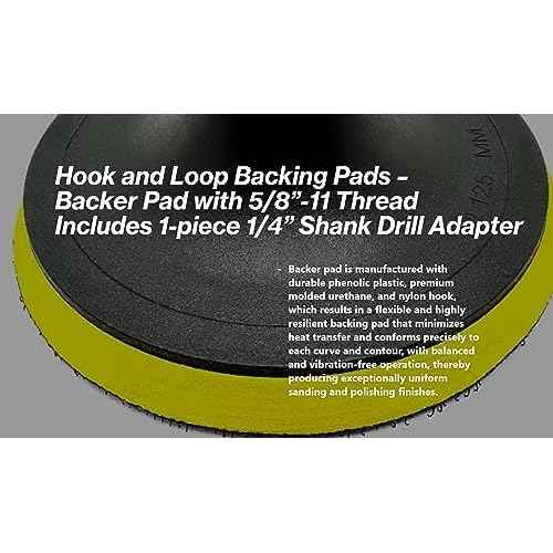 6" Hook and Loop Backing Plate for Soft Wool Polishing Buffering Pads, Backer Pad with 5/8¡±-11 (5/8 inch TPI), 6 inch Backup Pads for use with Angle Grinder or Drill ? with Drill Adapter