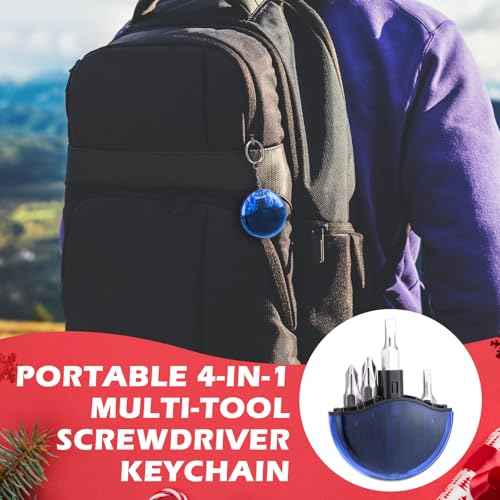 XunYee 24 Pcs 4 in 1 Mini Screwdriver Keychain Set Christmas Stocking Stuffers Bulk for Men Multitool Pocket Screwdriver Keychain Kit for Xmas Party Favor Father Birthday Gift Goodie Bag Filler