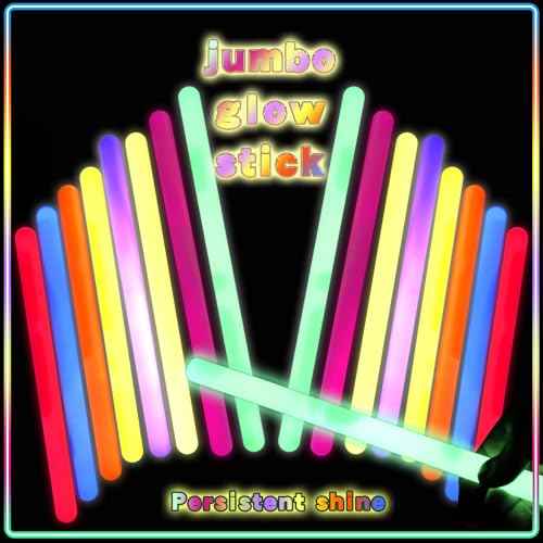 20 Pcs Ultra Bright Large Glow Sticks 14 Inch Industrial Grade 8 Colors Jumbo Light Sticks Emergency glow in the dark for Camping Accessories, Party,Hurricane, Earthquake, Survival Kit