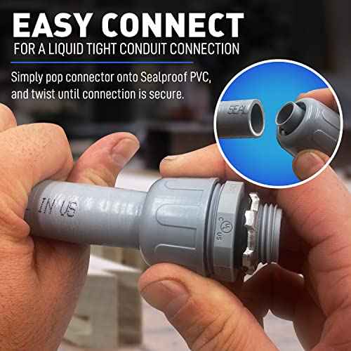 Sealproof 3/4-Inch Non-metallic Liquid-Tight Conduit and Connector Kit, 50 Foot Made in USA Flexible Electrical Conduit Type B with 5 Straight and 3 90-Degree Conduit Connector Fittings, 0.75" Dia