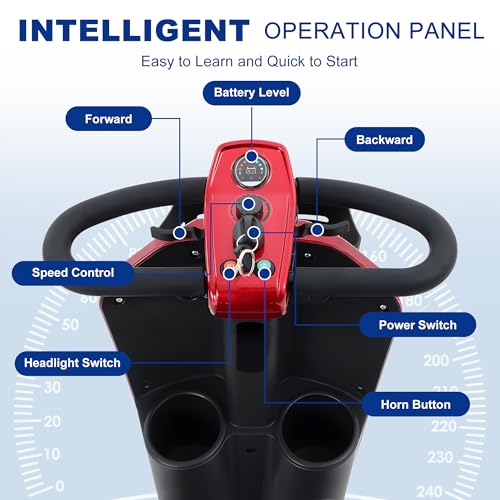 Metro Mobility Powered Mobility Scooters, 4 Wheel Mobility Scooters for Adults, 300 lbs Capacity Folding Mobility Scooter Lightweight, 16 Miles Long Travel Range Scooter with USB Charger Port Red