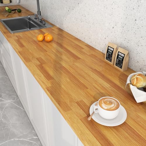 LACHEERY Thick Butcher Block Contact Paper Waterproof Light Butcher Block Countertop Peel and Stick Wood Wallpaper for Kitchen Counter Contact Paper Wood Vinyl Wrap for Countertops Cabinets 15.8"x80"