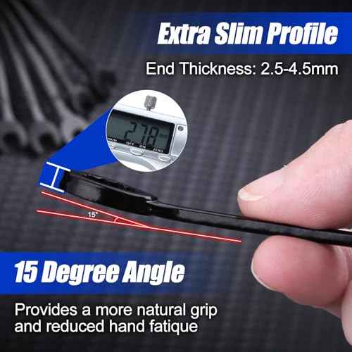 Mini Wrench Set Metric 10-Piece Ignition Wrench Set, 4-11mm Open End and Box End Combination Wrenches, Super Thin Small Wrenches with Zipper Bag and Key Ring for Small Fasteners, Black