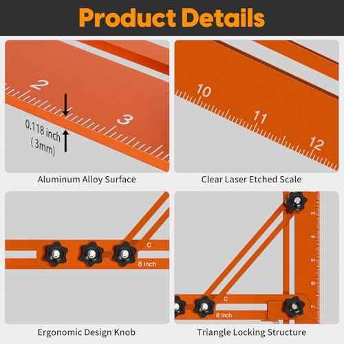 Stair Tread Template Tool, Stairs Treads Jig Stair Tread Gauge Aluminum Alloy Ruler with Angled Brace and Edge Flip Stops Adjusting Length from 12" to 60", Stair Tools Measuring Gauge
