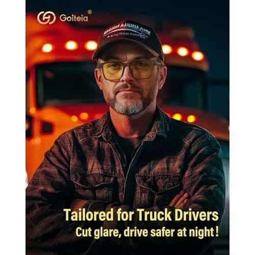 Goiteia Night Driving Glasses for Men Women, Yellow Glasses for Rainy Days, Anti Glare from Front and Rear Headlight