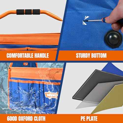16" Tool bag, Heavy-Duty Waterproof Tool Bag, Spacious Capacity with High-Visibility Yellow&Blue Design, Wide-Opening Mouth and Durable 600D Oxford for Professional and Outdoor Applications