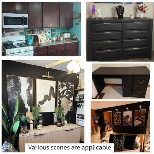 seonta Black Contact Paper Thick Peel and Stick Wallpaper 16"x78.5" Decorative Matte Self Adhesive Wall Paper Waterpoof Decorative Vinyl Film Wrap for Walls Furniture Countertop