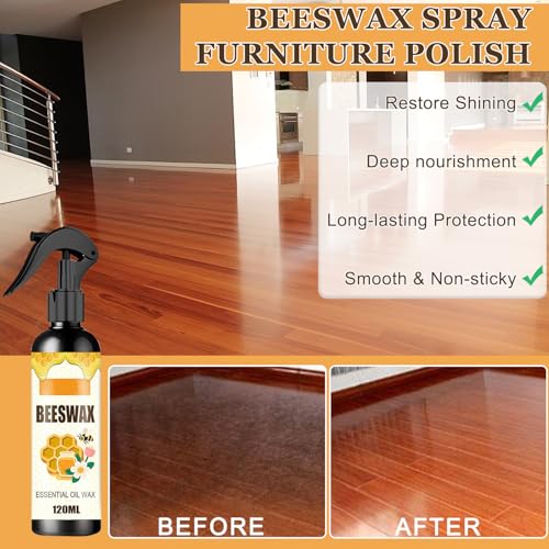 Beeswak Essential Oil Wax, Bees Wax Furniture Polish and Cleaner for Wood, 120ml Beeswax Care Spray & Restorer For Wooden Floors Leather & Furnishings (2Pcs)