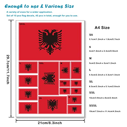 QQSD Albania Flag Sticker Albanian Decal in Multiple Sizes, 3 Pack, 11.7 x 8.3 Inches