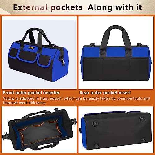 FASTECH 20 Inch Heavy Duty Tool Bag with Wide Mouth for Tool Storage,Carrier and Organizer,Tool Bag for Men/Women, Wide Mouth Tool Bag with Inside Pockets (20 Inch)