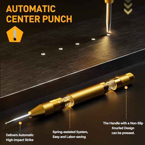 Step Drill Bit Set, 6 Pcs Titanium High Speed Steel Step Drill Bits with Extra Automotive Center Punch for Metal, Wood & Plastic, with Aluminum Case, 50 Sizes