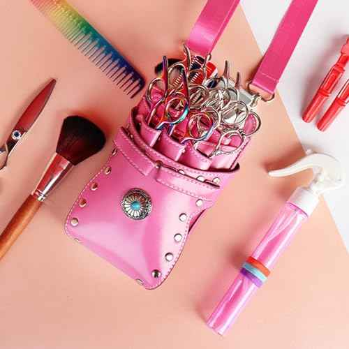 , crossbody and waist dual purpose Scissor Holder Hairdressing Tools Storage Holster Shear PU Leather Pouch with Removable for Hairstylists Groomer Makeup Artists Comb