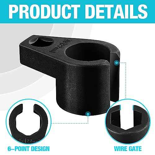 DURATECH O2 Oxygen Sensor Socket 3/8-Inch Drive x 7/8-Inch (22mm), Offset Wrench Cr-Mo Steel, 6-Point Tool With Wire Gate