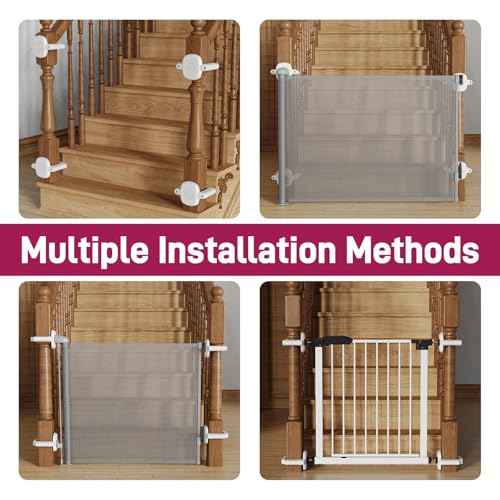¡¼Upgrade¡½ 2 Pcs Baby Gate Banister Adapter ? No?Drill Stair Railing Mount, Fits 2?3.5¡È Round/Square Posts, Compatible with Baby & Pet Safety Gates(White, Standard-W)
