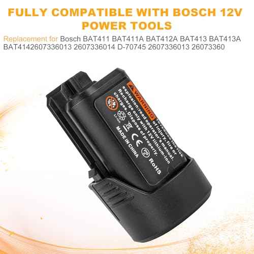 2Pack 12V 3.0Ah Battery and Charger Kit for Bosch 12V Battery BAT414 BAT413 BAT412 BAT411 BAT411A BAT420 GBA12V30 with BC330 Battery Charger for Bosch 12V BAT414 Lithium Battery