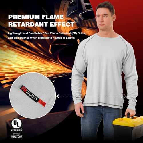 SKSAFETY FR Shirts for Men Long Sleeve, Welding Shirt 6oz Lightweight High Vis Fire Resistant Flame Retardant Shirt CAT2