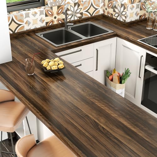 Wallercity Brown Wood Grain Contact Paper for Countertops Wooden Peel and Stick Wallpaper for Kitchen Backsplash Self Adhesive Wallpapers Vinyl Light Wood Wall Paper for Cabinets Table 15.8''x78.7''