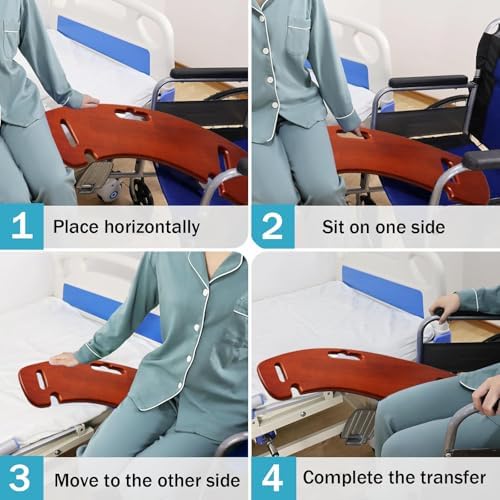 Transfer Board, 31" Heavy Duty Wooden Slide Board for Patient, Elderly, Disabled, Supports 440 Pounds for Transferring to Wheelchair, Chair, Bed, Toilet, Car