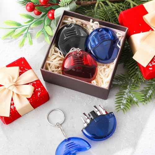 XunYee 24 Pcs 4 in 1 Mini Screwdriver Keychain Set Christmas Stocking Stuffers Bulk for Men Multitool Pocket Screwdriver Keychain Kit for Xmas Party Favor Father Birthday Gift Goodie Bag Filler