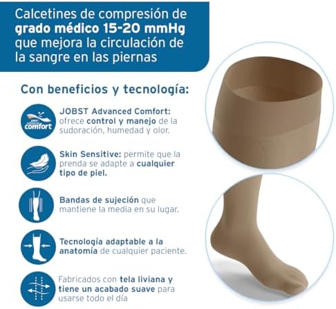JOBST forMen Knee High 15-20 mmHg Compression Socks, Closed Toe, Medium, Khaki