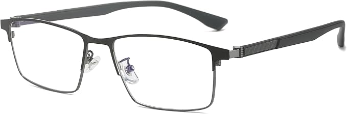 Cyxus Carbon Fiber 99% Blue Light Glasses Men Women, 23g Semi-rim Square Frame for Computer Gaming 8146