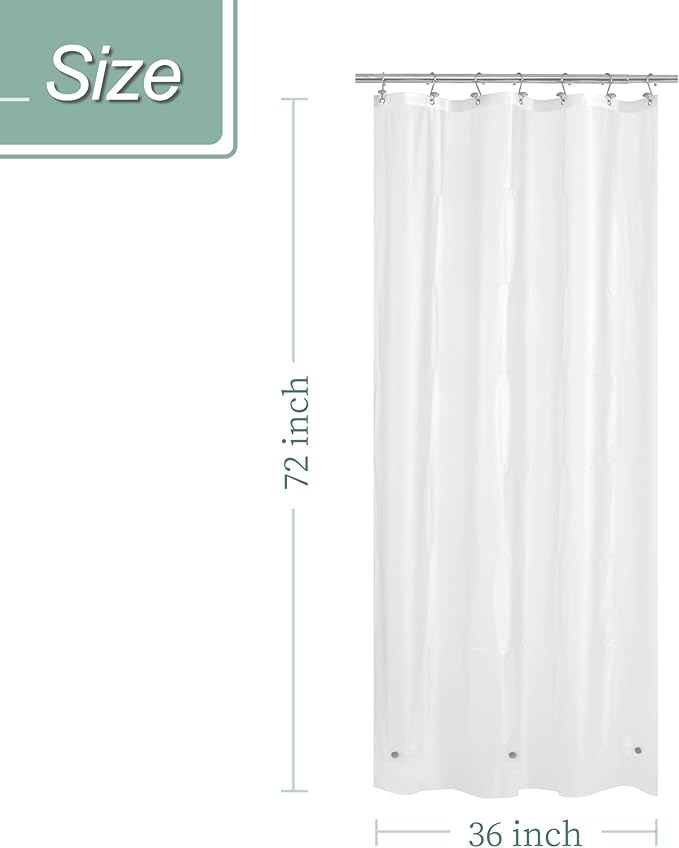 Mrs Awesome Stall Shower Curtain Liner 36x72, PEVA Plastic Shower Liner for Bathroom Lightweight & Waterproof, 36 x 72, Frost