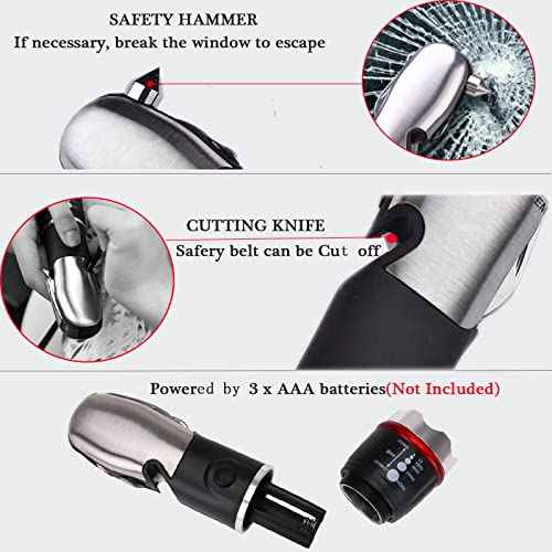 Multi Tool LED Flashlight All In One Tool Light Tactical Torch for Cars Emergency Camping with Glass Breaker and Seat belt Cutter(Black)